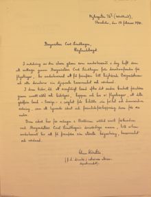 Flykting från Baltikum tackar för ekonomisk hjälp 1941