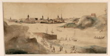 Vy från Sabbatsbergshöjden över Klara sjö mot Gamla stan och Kungsholmen