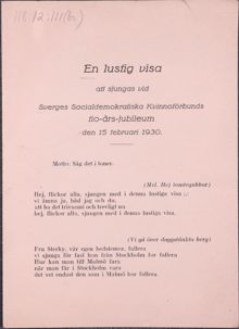Visa till Socialdemokratiska kvinnoförbundets 10-års jubileum 1930
