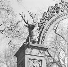 Experimentalfältet, Kungliga Lantbruksakademien. Ornamentdetalj av ingången till trädgårdsavdelning