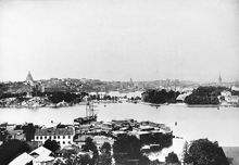Utsikt från Södra Djurgården över Kastell- och Skeppsholmen mot Södermalm
