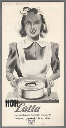 Omslag med bild på kvinna med kastrull.