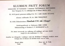 Klubben Fritt Forum - februari 1962