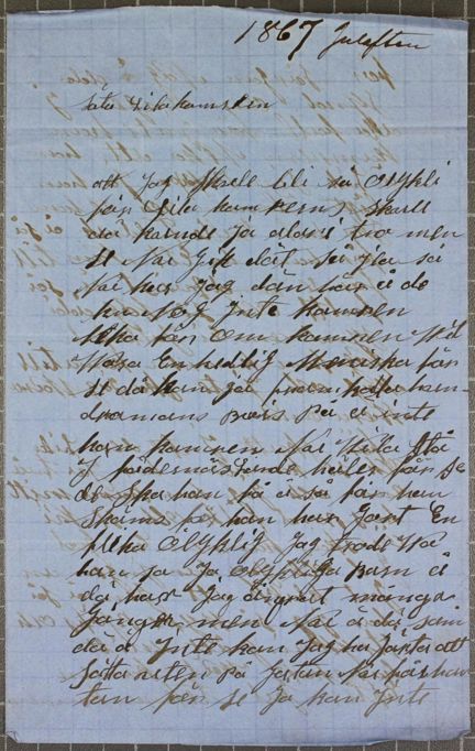 Brev från kvinna med krav på erkännande av faderskap julafton 1867
