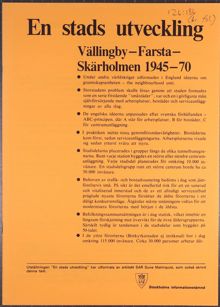 En stads utveckling – Vällingby, Farsta, Skärholmen