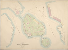 1852 års karta över Skeppsholmen och Kastellholmen