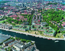 Flygfoto över Hammarby Sjöstad och Södermalm
