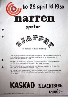 Teater Narren spelar "Sjappet" i Blackeberg 1975