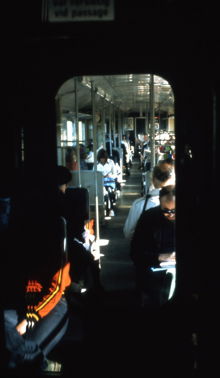 Trafikanter i pendeltågsvagn