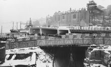 Slussens trafikmaskin under byggnad. Vy mot Stadsgården