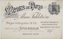 Reklamtryck. Modes de Paris. Anna Fahlström