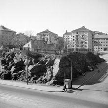 Hörnet Hornsgatan och Ansgariegatan. Dåv. Kv. Läkten, nuv. kv. Mullvadsberget