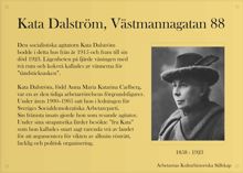Kata Dalström, Västmannagatan 88 - minnesmärke