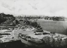 Vy över Stadsgårdshamnen och skeppbrokajen