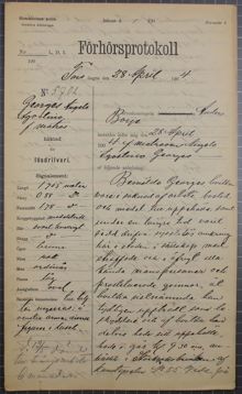 Förre matrosen Angelo Georges häktad för lösdriveri 1904