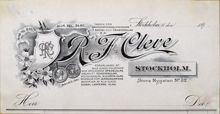 Fakturahuvud. R.F.Cleve. Spegel- och fönsterglas.