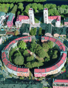Flygfoto över Bostadshus på Kungsholmen. 