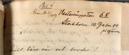 Brev från Nils Santesson till kärleken Emil Enborg, bilagt som bevismaterial till rättsprotokoll från Stockholms Rådhusrätt 1907.