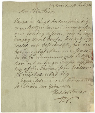 Pappa lovar leksaker och namnam om 4-årige Jacob sköter sig - brev 1814
