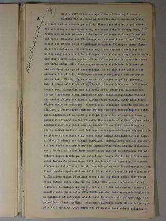 Polisrapporter angående kravallerna i Hornsbergs hage den 9 maj 1917.