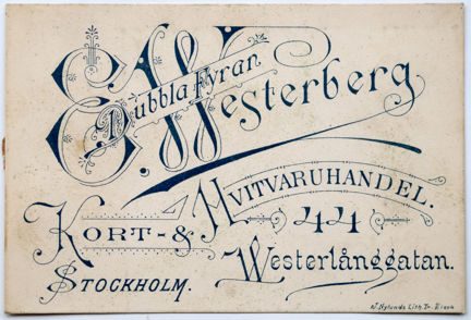 Reklamtryck i svart med text.