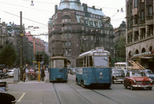 Birger Jarlsgatan med spårvagnar på linje 5