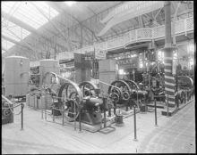 Interiör från maskinhallen på 1897 års Allmänna konst- och industriutställning på Djurgården