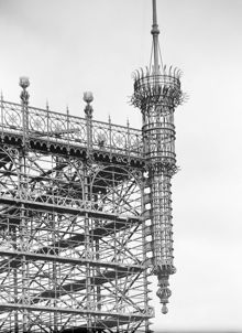 Telefontornet på Malmskillnadsgatan 32. Tornet uppfördes 1887 och revs efter en brand 1952