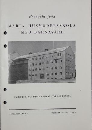 Prospekt från Maria husmodersskola