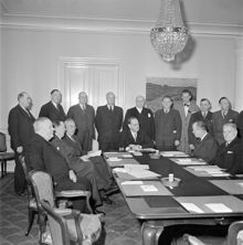 Riksdagshuset. En delegation från Skåne uppvaktar statsminister, Tage Erlander