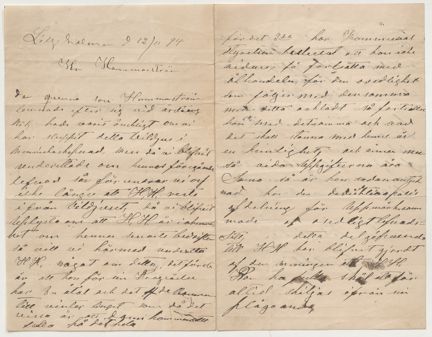 Anonymt brev till Per August Hammarström 1894