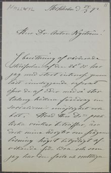 von Hallwyl oenig med Dr Nyström om hur socialismen ska bekämpas - brev 1892