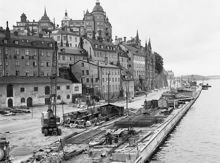 Söder Mälarstrand västerut. Kv. Lappskon Större. Arbeten vid kajen