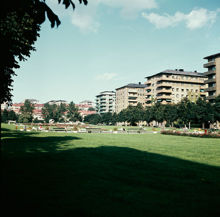 Tessinparken från Hedinsgatan åt nordost