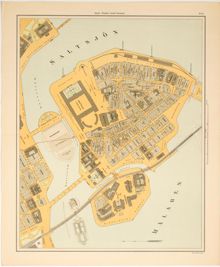 Karta "Bladet Staden inom Broarne" 1899