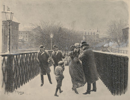Människor i snöoväder