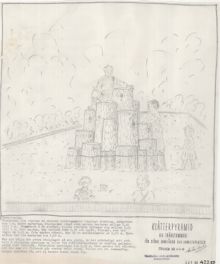Ritning till klätterpyramid av trädstammar från 1940