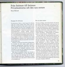 Från Intiman till Intiman : privatteatrarna och den nya scenen / Hans Eklund