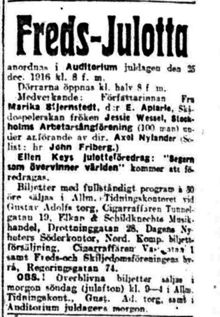 Fredsjulottor drog fulla hus 1916