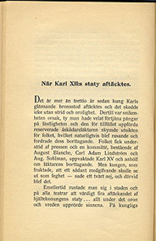 När Karl XII:s staty aftäcktes / Adolf Hellander