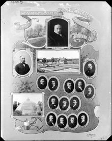 Kungliga Vetenskapsakademiens Bergianska Trädgårdsskola 1908. Porträtt av chefen och personalen