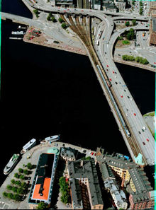 Flygfoto över Söderleden med Getingmidjan
