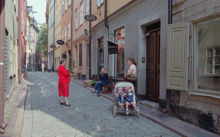 Utanför en antikaffär på Kindstugatan