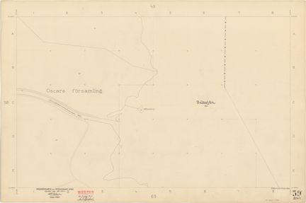 Kartan är ritad i tusch på papper som gulnat med tiden