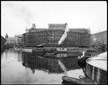 Riksbanken på Helgeandsholmen, mot öster, under byggnad