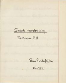 Elsa Nordenflykts uppsats om sina år i småskolan 1911 - Anna Sandströms skola 