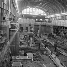 Centralstationen. Byggnadsarbete pågår i  Centralstationens stora hall