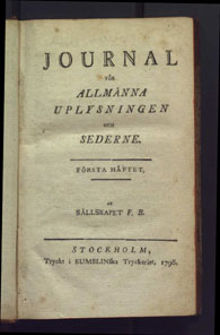 Journal för allmänna uplysningen och sederne