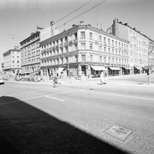 Hörnet av Långholmsgatan och Hornsgatan 172. Kv. Släggan från Hornsplan (nuv. Hornstull)