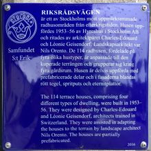 Riksrådsvägen, Riksrådsvägen 46-108, 35-201 (Riksfiskalen 11, Stadsfiskalen 10, Adelsmannen 21, Myntmästaren 13 och Ämbetsmannen 17), Skarpnäck